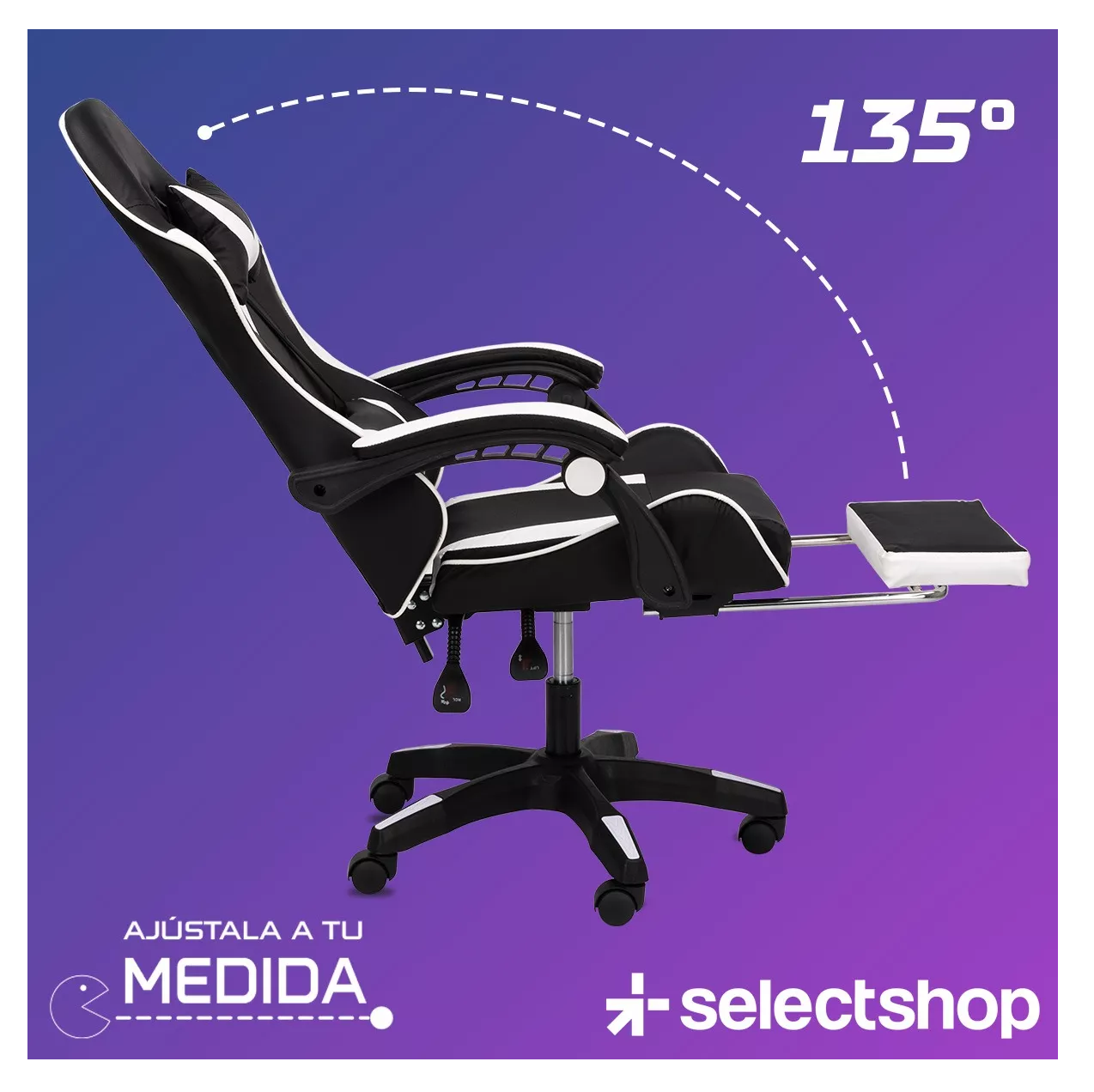 Foto 4 pulgar | Silla Gamer Reclinable Giratoria Ergonómica Súper Cómoda Negro/blanco