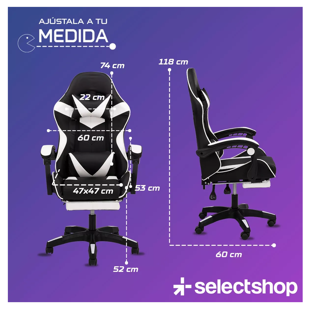 Foto 4 | Silla Gamer Reclinable Giratoria Ergonómica Súper Cómoda Negro/blanco