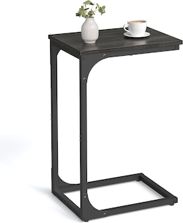 Foto 2 | Mesa Auxiliar Vasagle En Forma De C De Roble Ebonizado Y Acero Negro 3.5