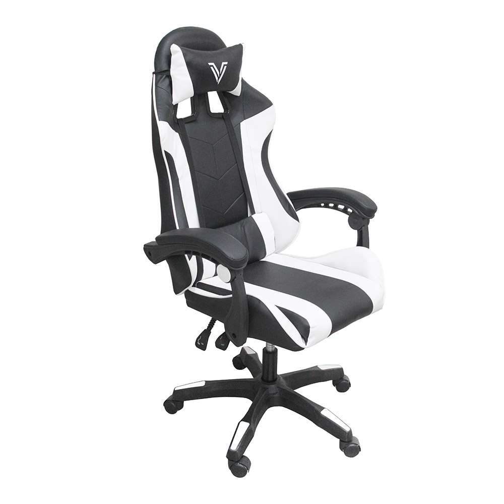 Foto 2 pulgar | Silla Gamer Vanlig Negra con Blanco Reclinable Ergonómica