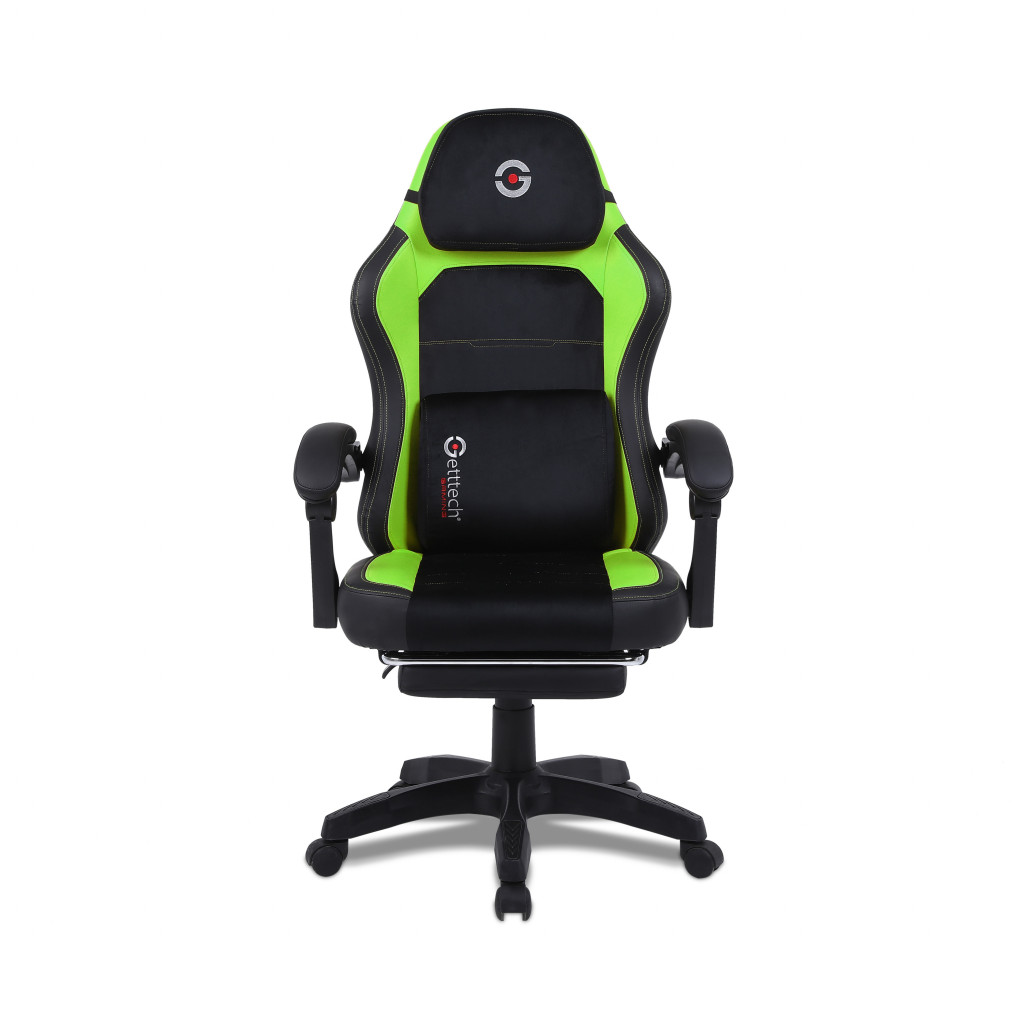 Silla Gamer Getttech Gar-gaopy-g2-gr Respaldo Ajustable, Reposapies Y Almohada De Masaje Ruedas Silenciosas 120 Kg