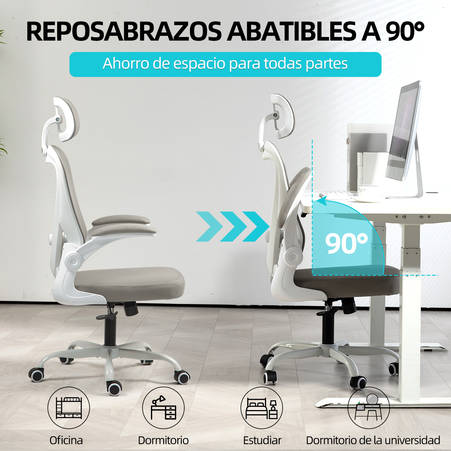 Foto 6 pulgar | Silla Oficina Ergonómica Yatahome Rula Blanco