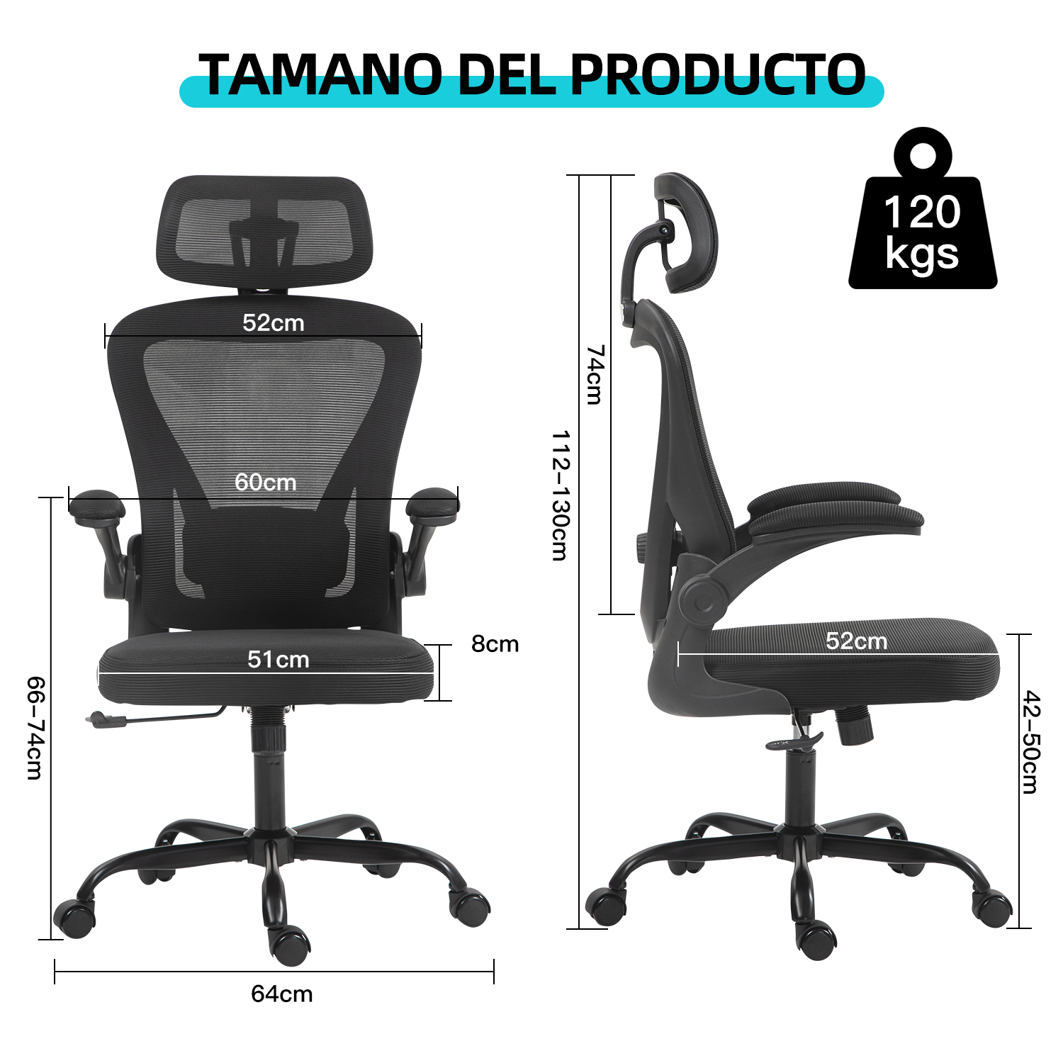 Foto 3 pulgar | Silla Oficina Ergonómica Yatahome Rula Negro