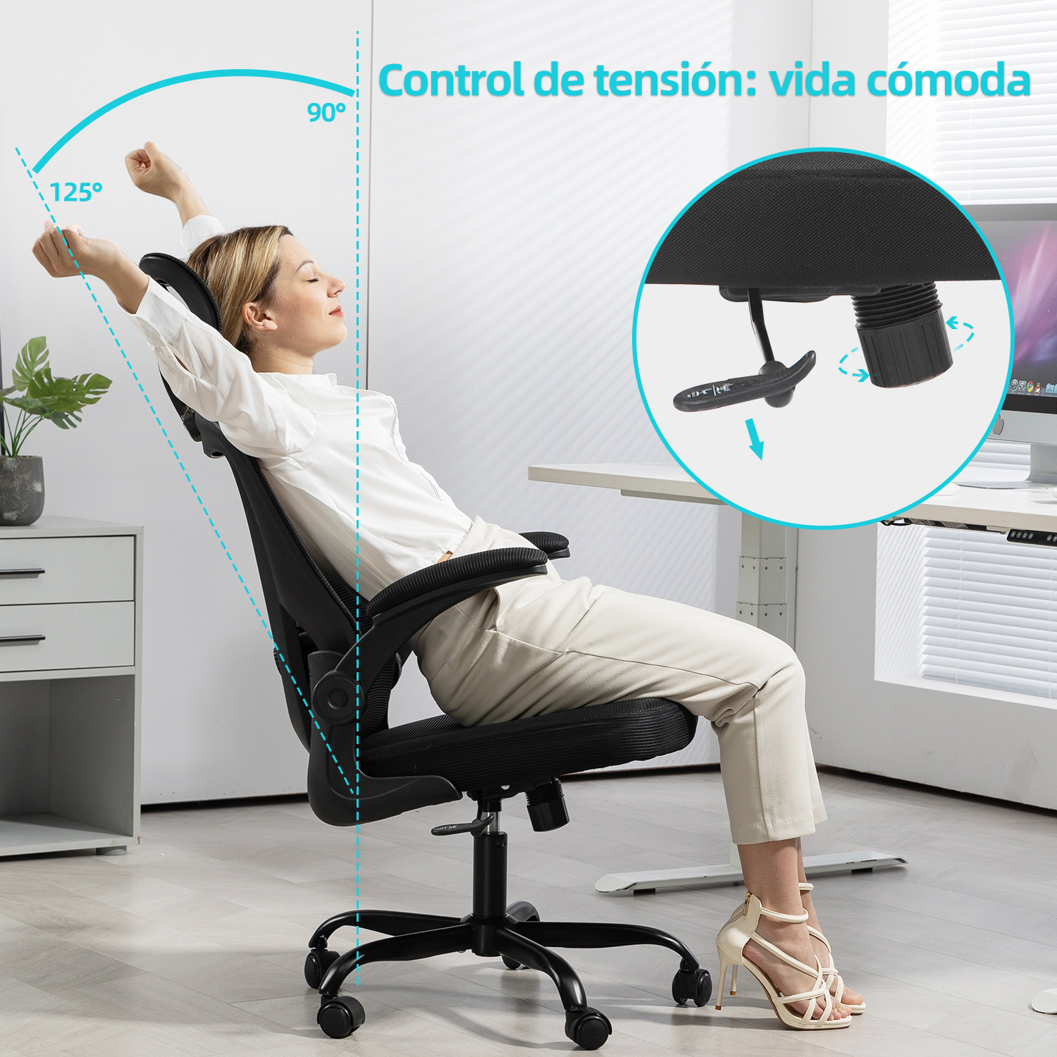 Foto 4 pulgar | Silla Oficina Ergonómica Yatahome Rula Negro