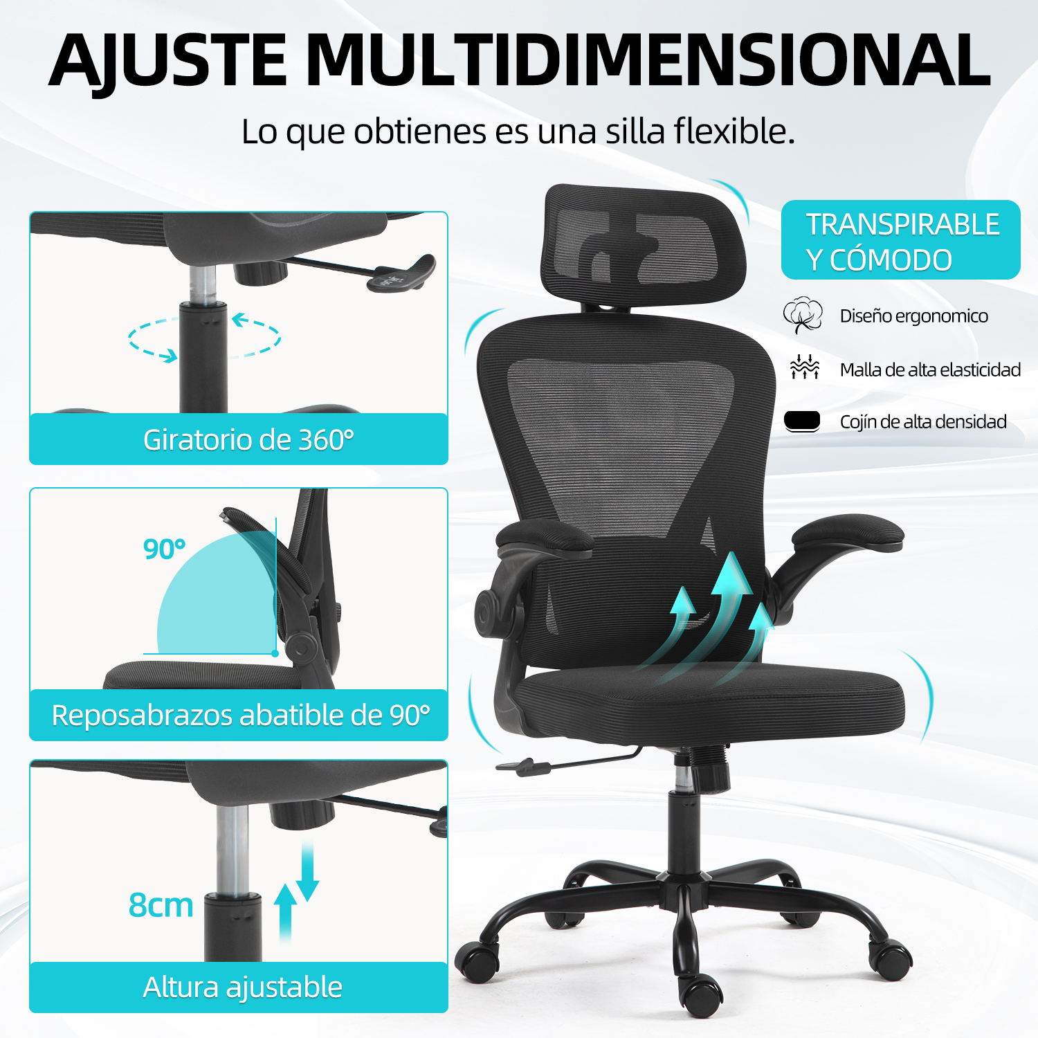 Foto 6 pulgar | Silla Oficina Ergonómica Yatahome Rula Negro