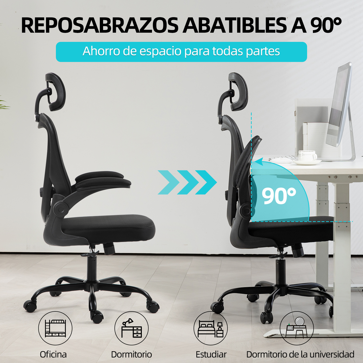 Foto 8 pulgar | Silla Oficina Ergonómica Yatahome Rula Negro