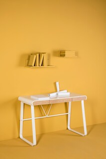 Foto 4 | Escritorio Rectangular Blanco Con Esquinas Ovaladas Y 3 Cajones. Estructura Metálica Y Madera Mdf