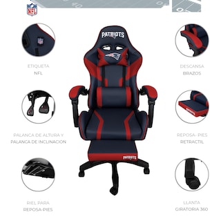 Foto 3 | Silla Gamer NFL New England Patriots Reclinable Con Reposapiés