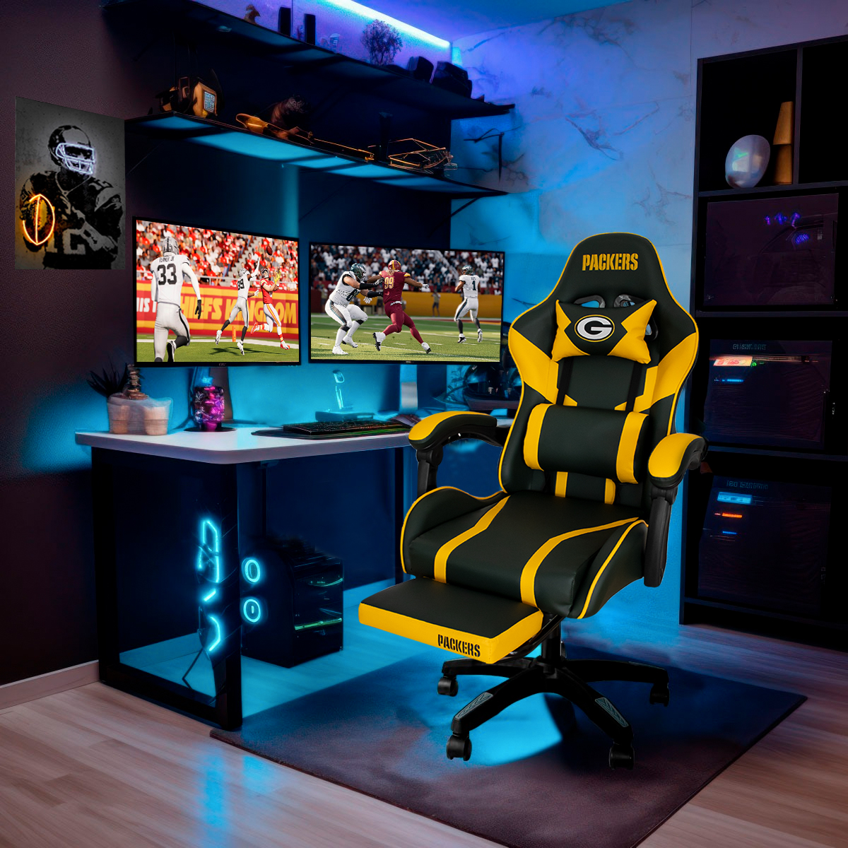 Foto 4 | Silla Gamer Reclinable NFL Green Bay Packers con Reposapiés Retráctil