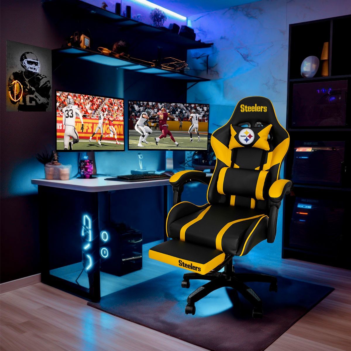 Foto 3 pulgar | Silla Gamer NFL Pittsburgh Steelers Reclinable