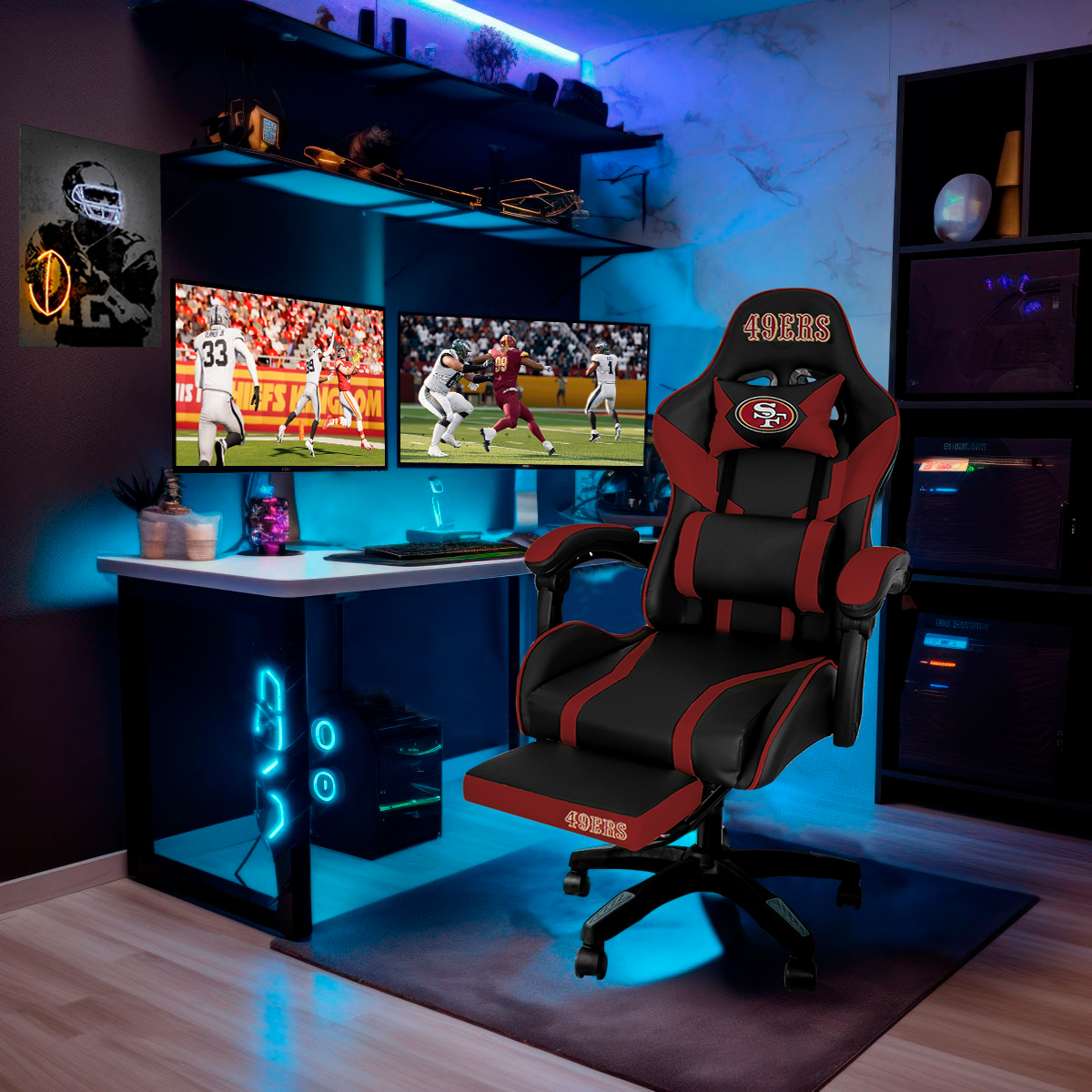 Foto 3 pulgar | Silla Gamer NFL San Francisco49s Reclinable