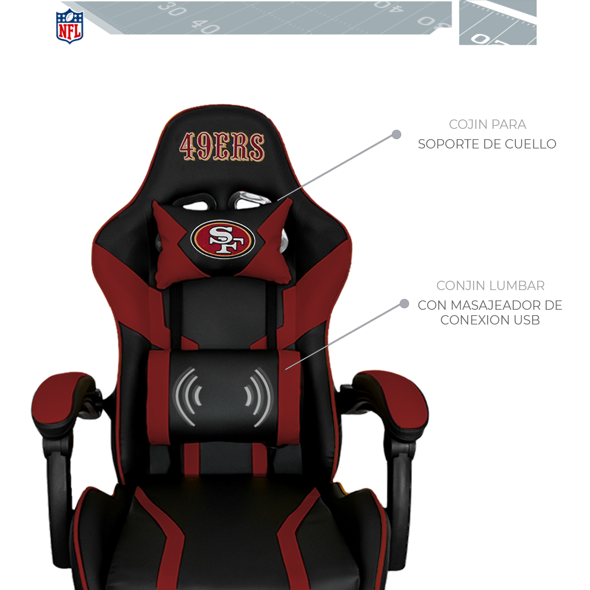 Foto 5 pulgar | Silla Gamer NFL San Francisco49s Reclinable