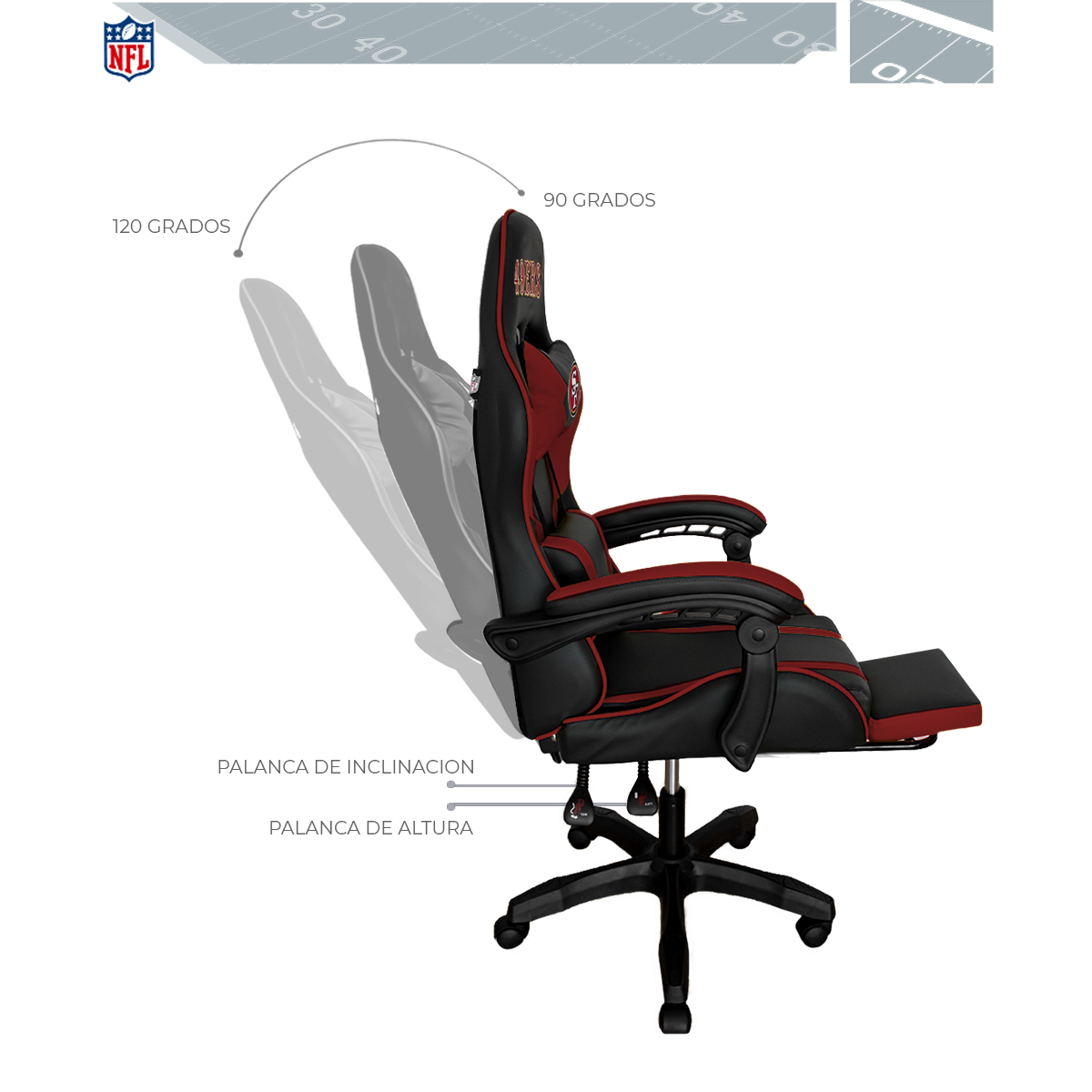 Foto 8 | Silla Gamer NFL San Francisco49s Reclinable