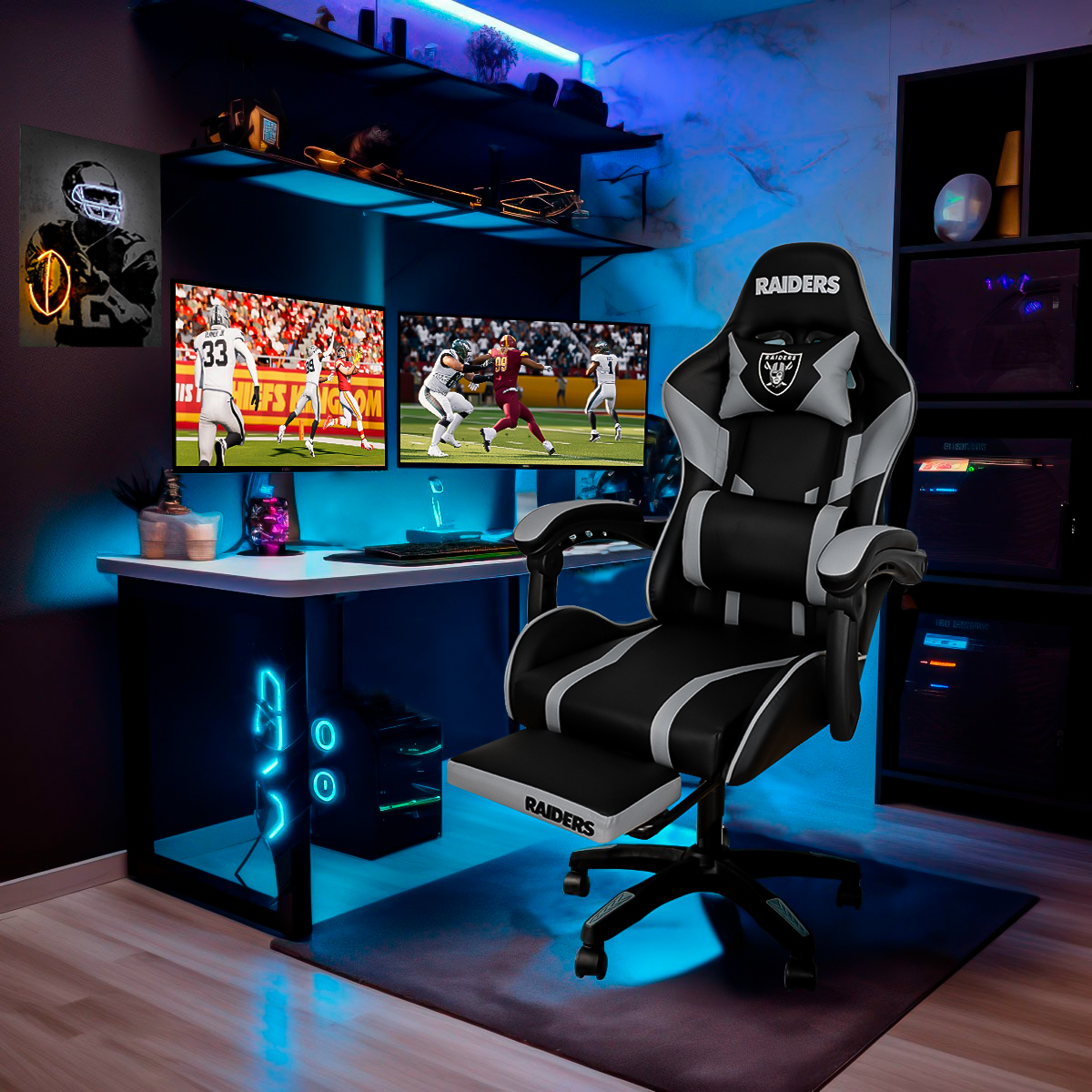 Foto 3 pulgar | Silla Gamer NFL Las Vegas Raiders Reclinable