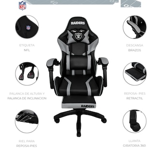 Foto 3 | Silla Gamer NFL Las Vegas Raiders Reclinable