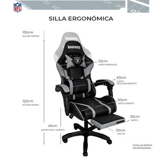 Foto 5 | Silla Gamer NFL Las Vegas Raiders Reclinable