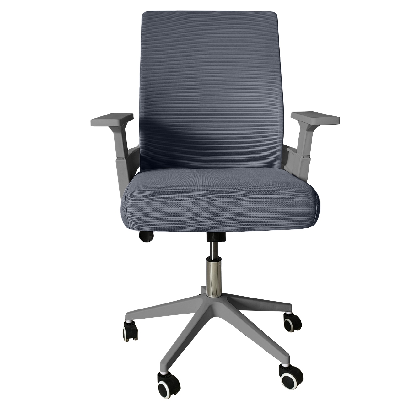 Silla De Oficina Giratoria Gris Con Altura Ajustable, Asiento Acolchado, Respaldo Reclinable Y Base De Metal