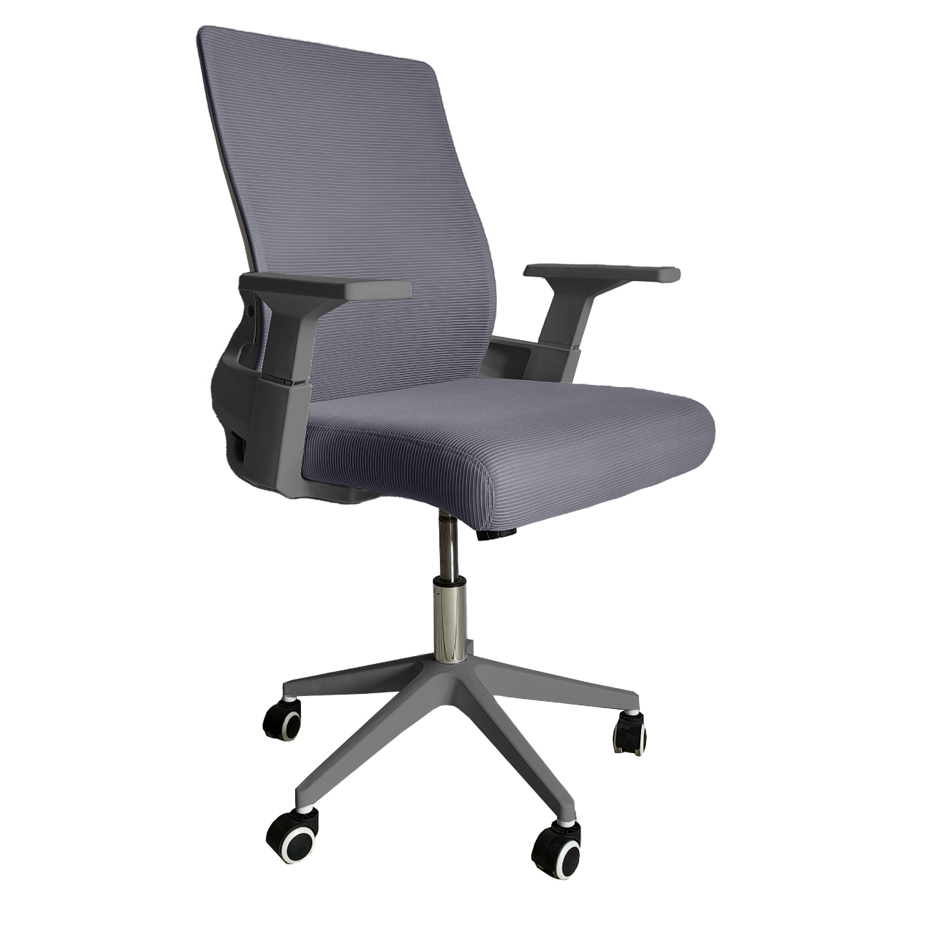 Foto 2 | Silla De Oficina Giratoria Gris Con Altura Ajustable, Asiento Acolchado, Respaldo Reclinable Y Base De Metal