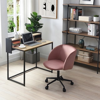 Foto 5 | Silla De Oficina Giratoria En Terciopelo Rosa Con Altura Ajustable Y Asiento Acolchado