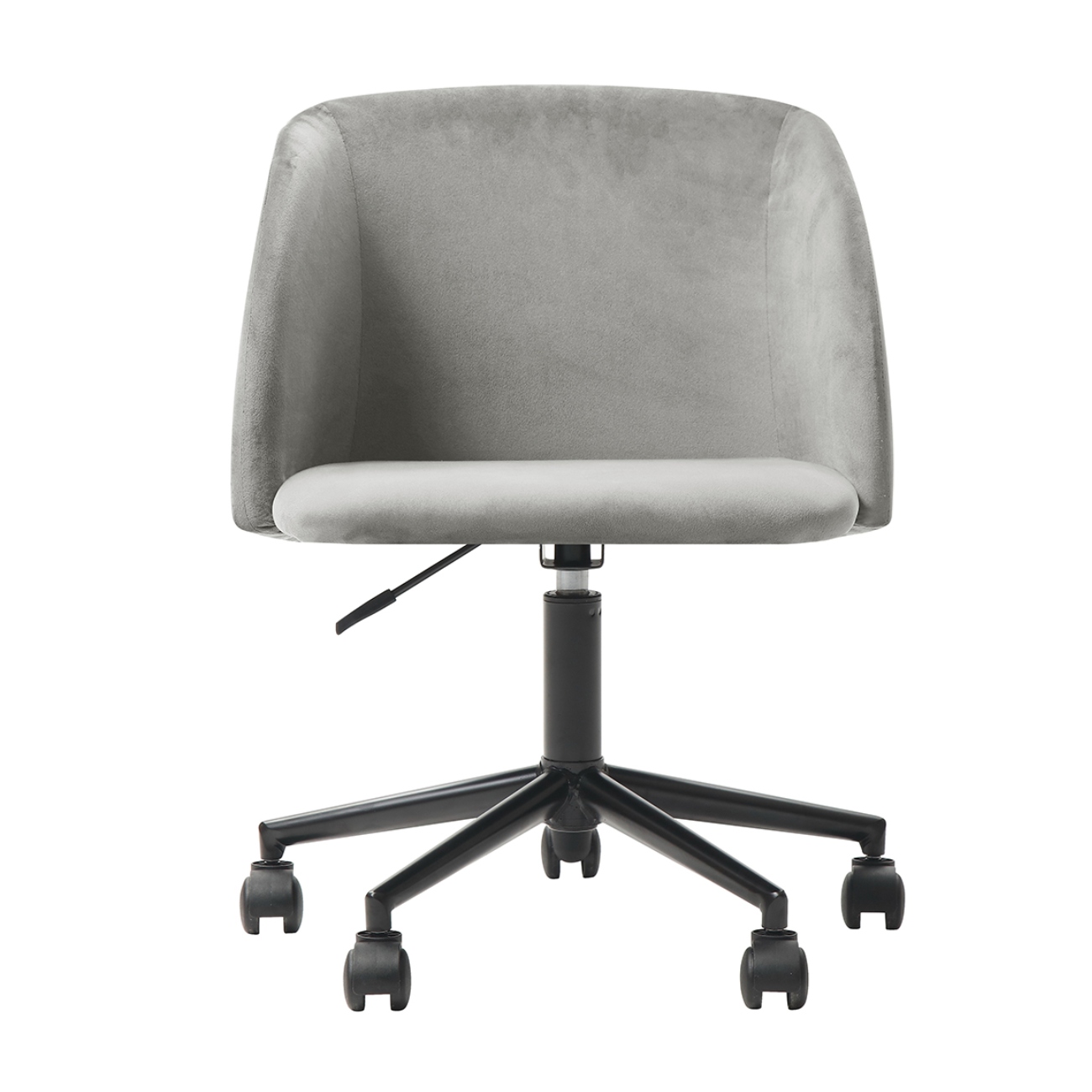 Silla De Oficina Giratoria En Terciopelo Gris Con Altura Ajustable Y Asiento Acolchado