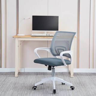 Foto 4 | Silla De Oficina Giratoria Gris Y Blanca. Altura Ajustable, Asiento Acolchado Y Base De Metal
