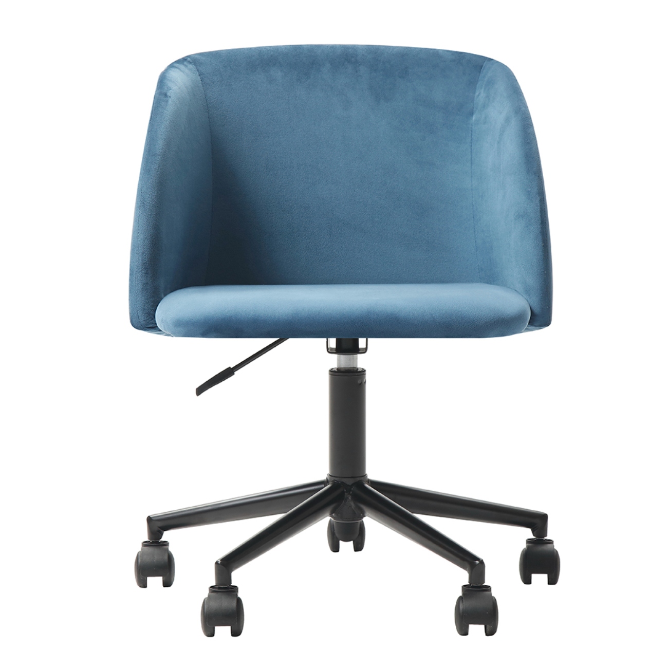 Foto 2 pulgar | Silla De Oficina Giratoria En Terciopelo Azul Con Altura Ajustable Y Asiento Acolchado