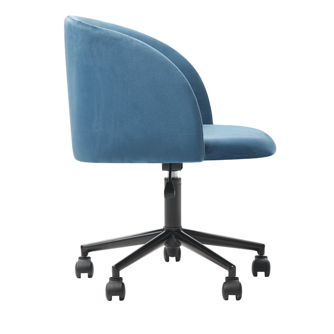 Foto 3 pulgar | Silla De Oficina Giratoria En Terciopelo Azul Con Altura Ajustable Y Asiento Acolchado