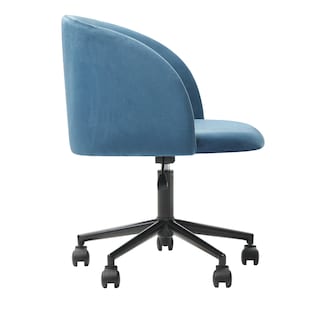 Foto 2 | Silla De Oficina Giratoria En Terciopelo Azul Con Altura Ajustable Y Asiento Acolchado