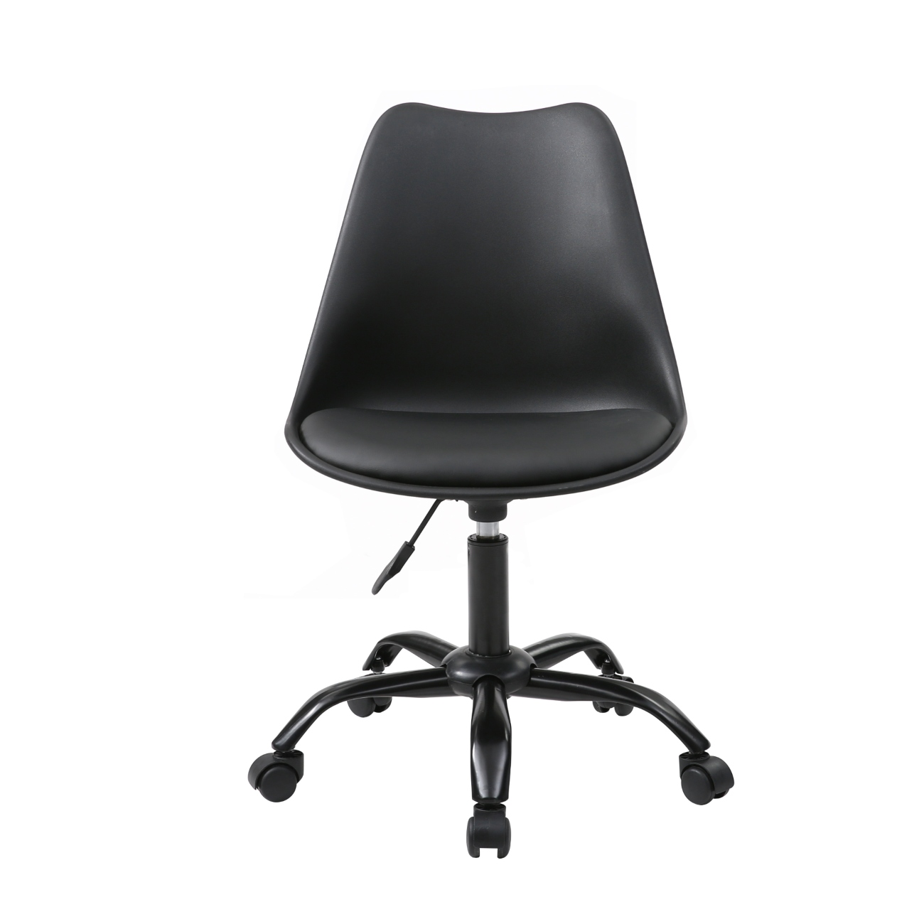 Silla De Oficina Giratoria Negra Con Altura Ajustable,  Asiento En Vinipiel Y Base De Metal