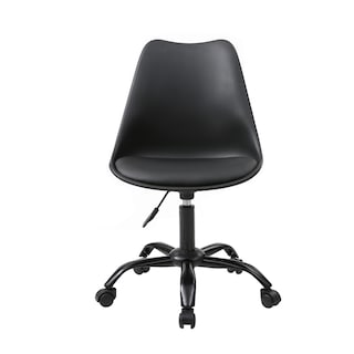 Foto 1 | Silla De Oficina Giratoria Negra Con Altura Ajustable, Asiento En Vinipiel Y Base De Metal