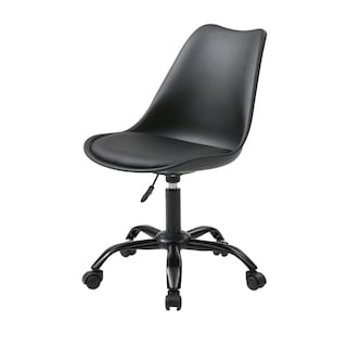 Foto 2 | Silla De Oficina Giratoria Negra Con Altura Ajustable, Asiento En Vinipiel Y Base De Metal