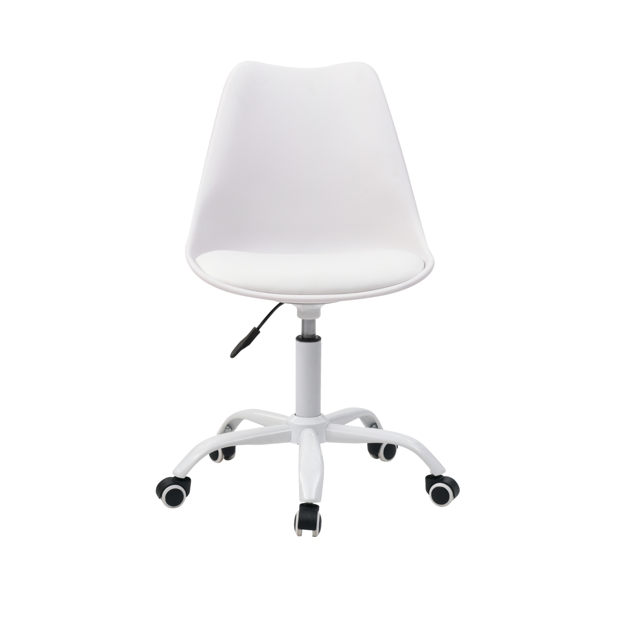 Foto 2 pulgar | Silla De Oficina Giratoria Blanca Con Altura Ajustable Asiento En Vinipiel Y Base De Metal