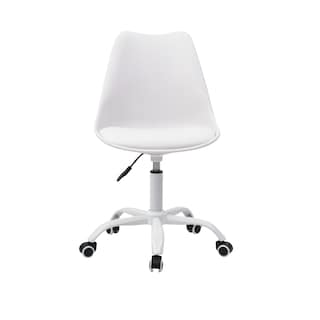 Foto 1 | Silla De Oficina Giratoria Blanca Con Altura Ajustable Asiento En Vinipiel Y Base De Metal