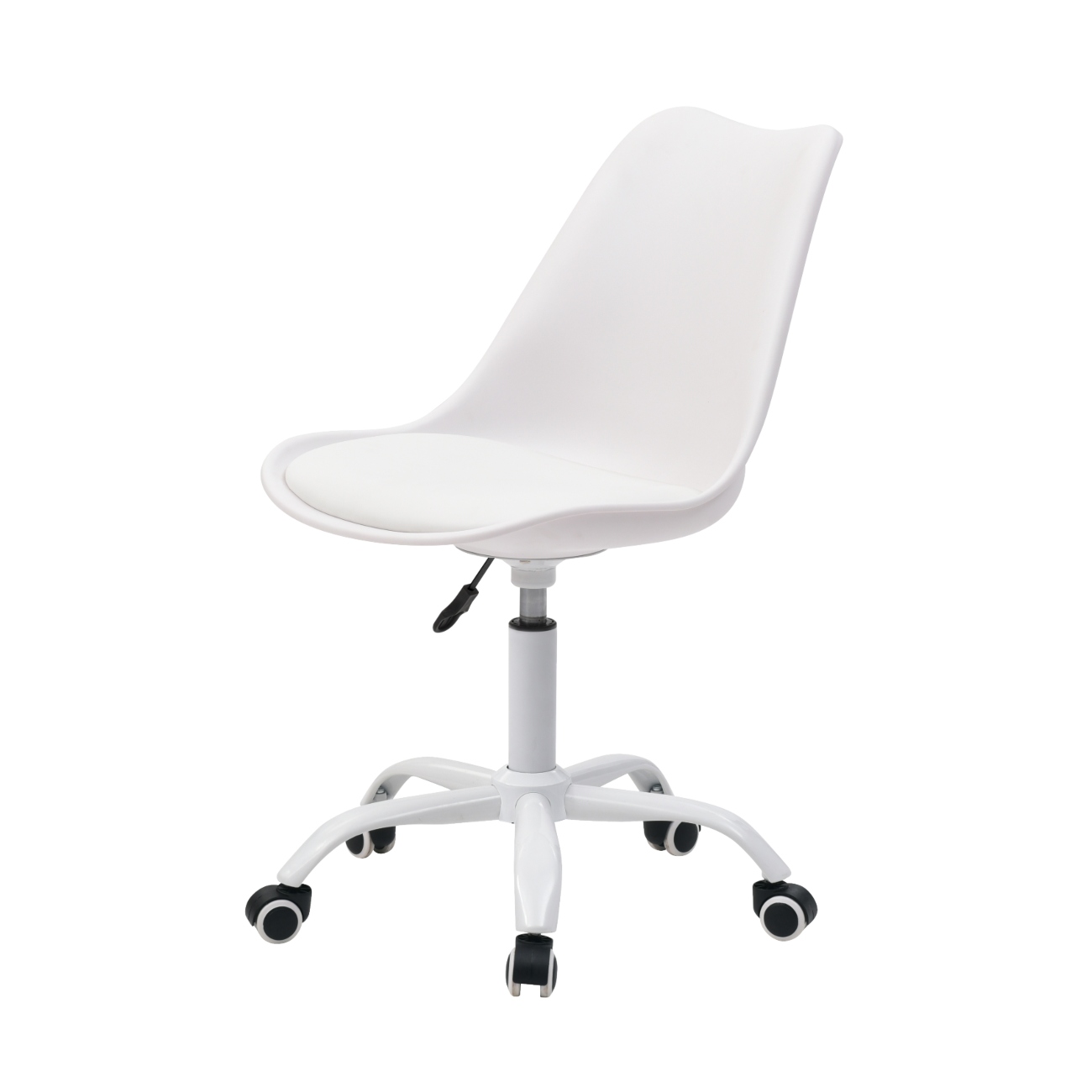 Foto 2 | Silla De Oficina Giratoria Blanca Con Altura Ajustable Asiento En Vinipiel Y Base De Metal