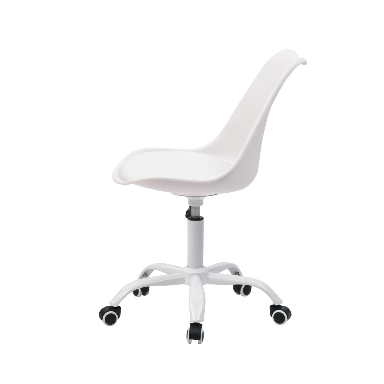 Foto 4 pulgar | Silla De Oficina Giratoria Blanca Con Altura Ajustable Asiento En Vinipiel Y Base De Metal