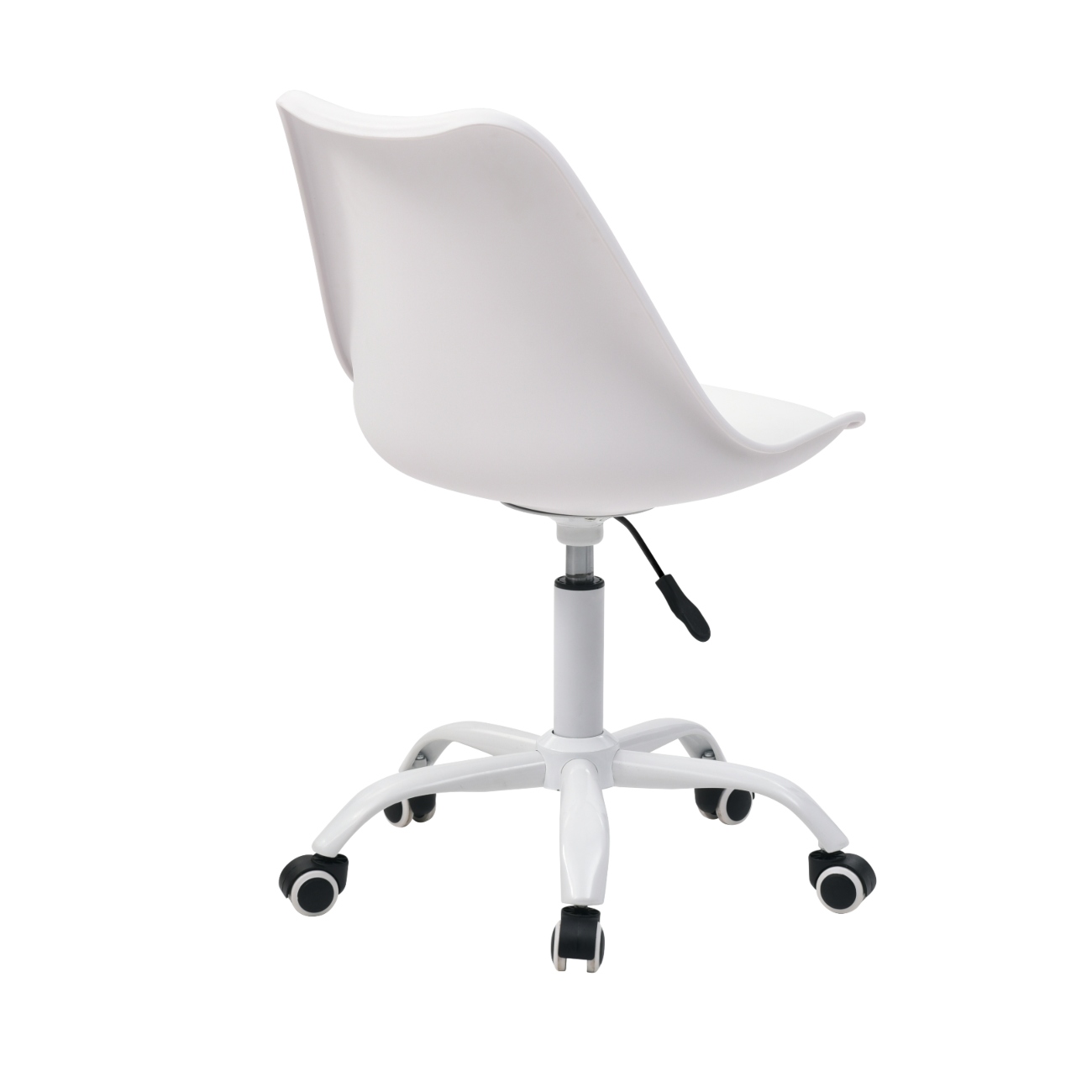 Foto 5 pulgar | Silla De Oficina Giratoria Blanca Con Altura Ajustable Asiento En Vinipiel Y Base De Metal