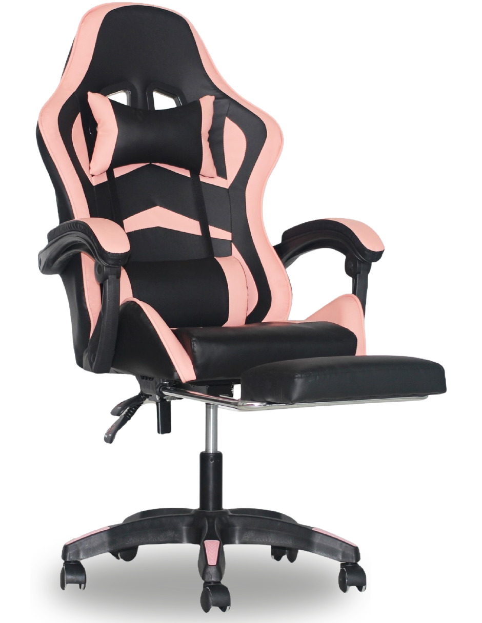 Foto 2 pulgar | Silla Gamer Ergonómica Con Reposapiés Raven Rosa