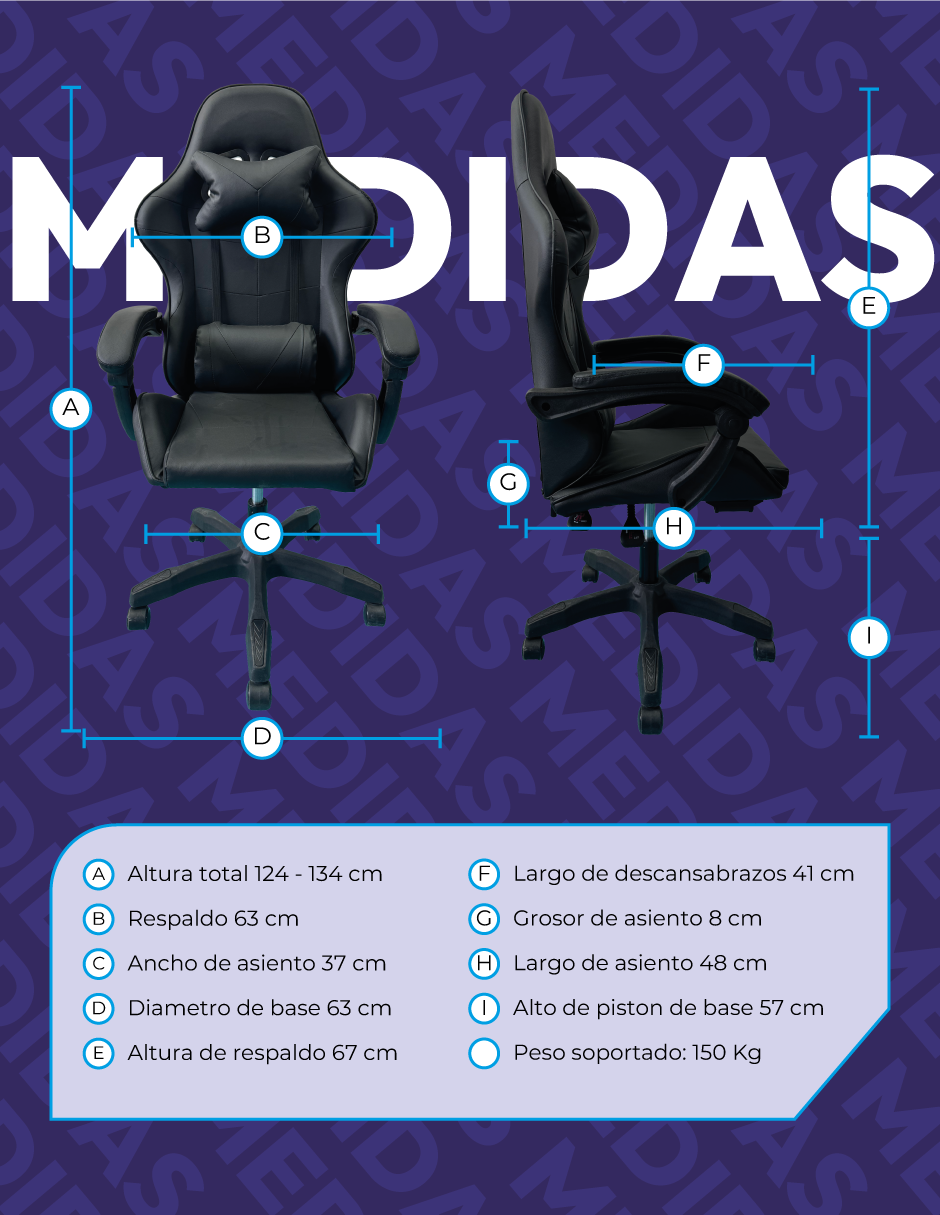 Foto 5 pulgar | Silla Gamer Titanio Ergonómica Sin Reposapiés Raven Negra
