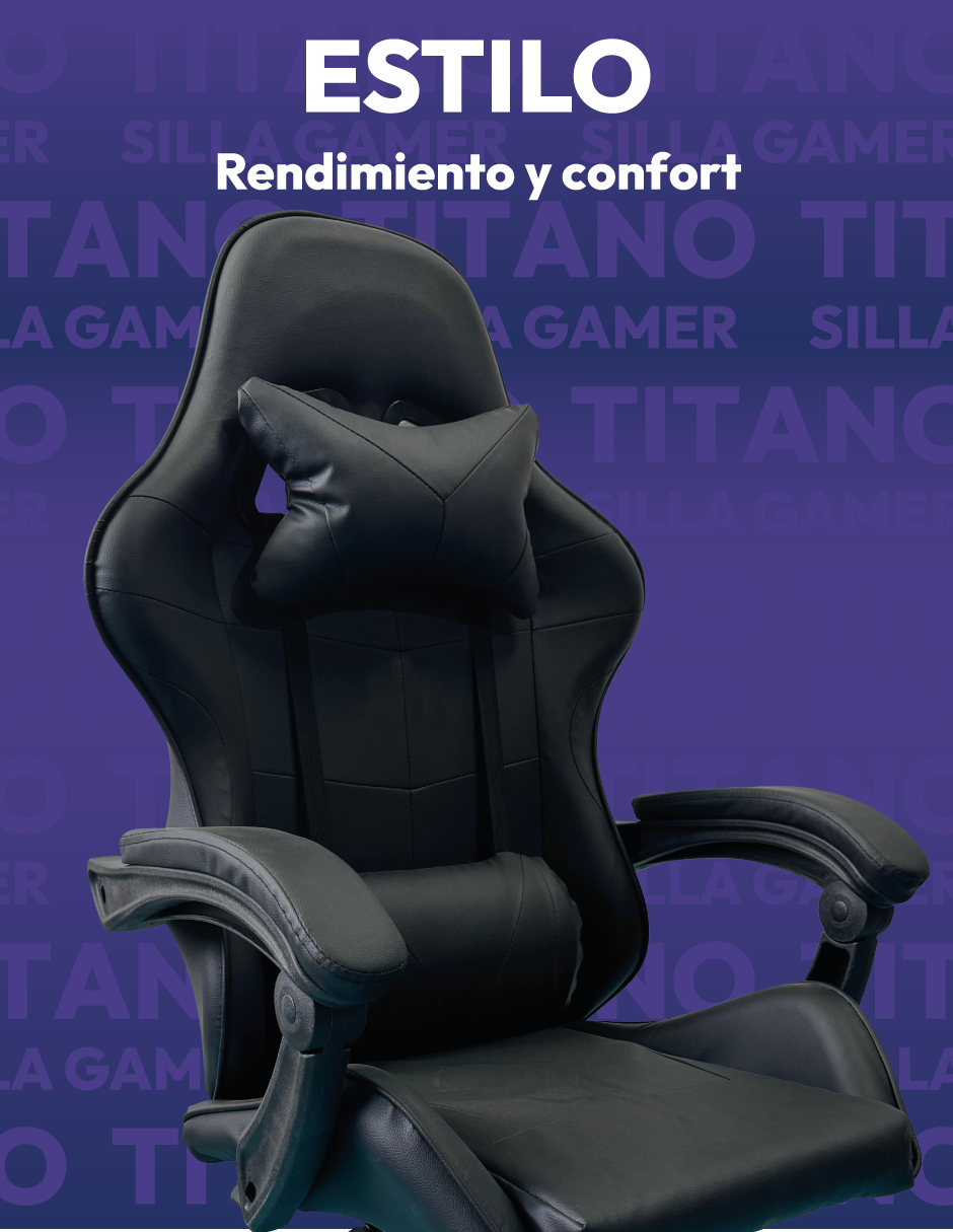Foto 8 pulgar | Silla Gamer Titanio Ergonómica Sin Reposapiés Raven Negra