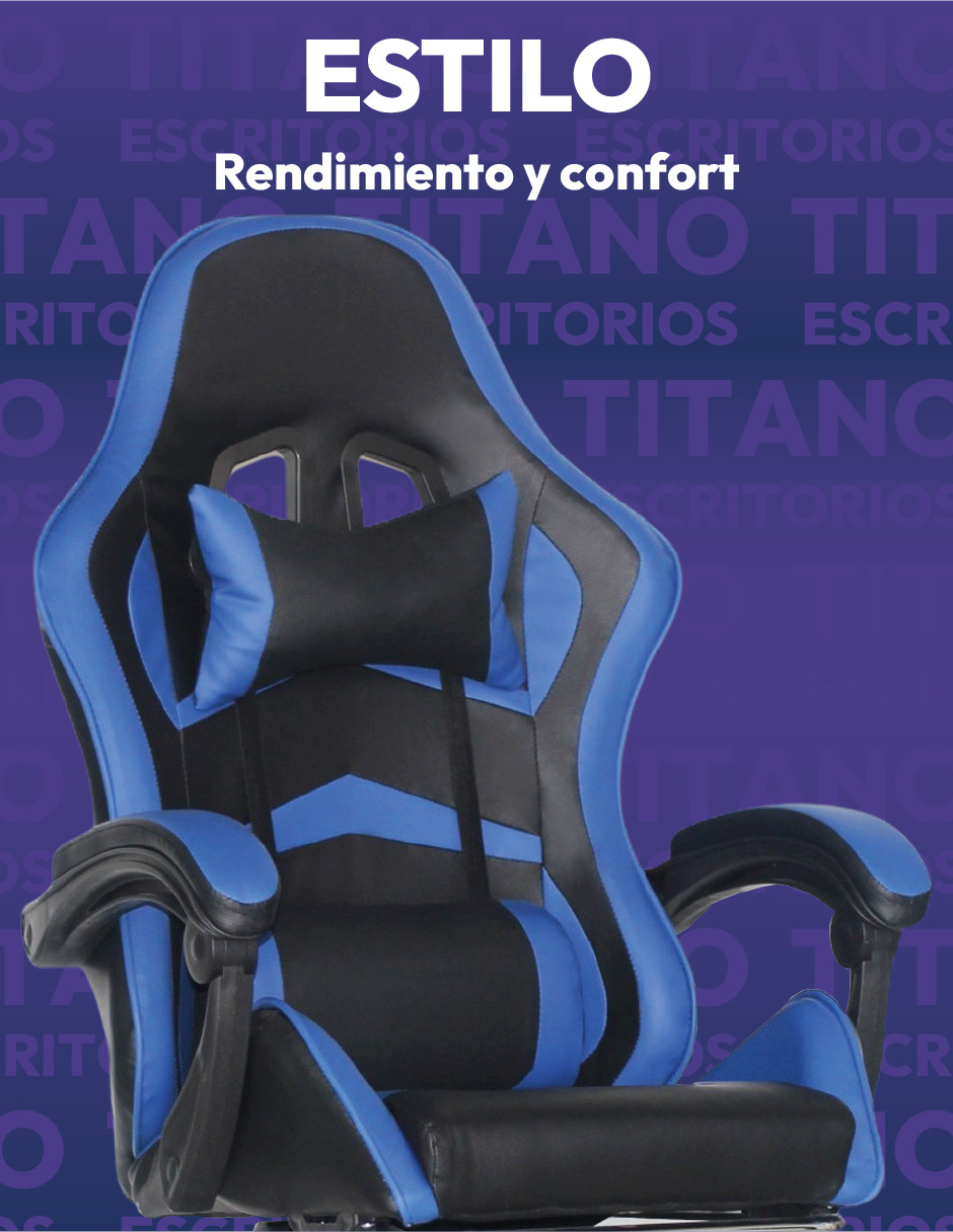 Foto 7 | Silla Gamer Ergonómica Titano sin Reposapiés Raven Azul