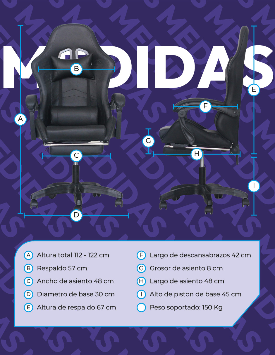 Foto 5 pulgar | Silla Gamer Ergonómica Titano sin Reposapiés Raven Negra