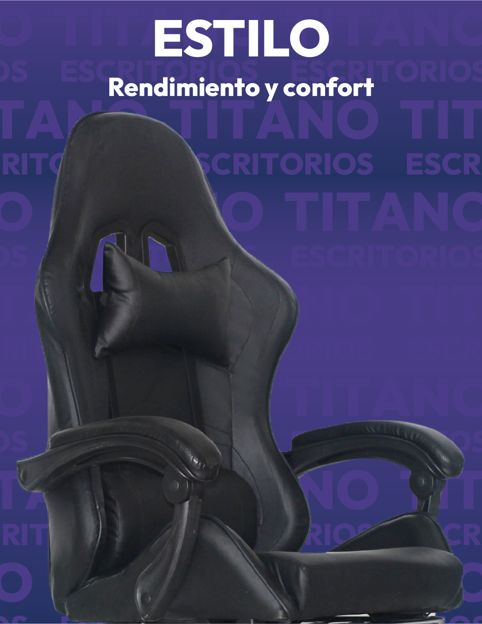 Foto 8 pulgar | Silla Gamer Ergonómica Titano sin Reposapiés Raven Negra