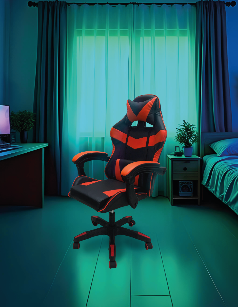 Foto 3 pulgar | Silla Gamer Titanio Ergonómica Sin Reposapiés Raven Rojo