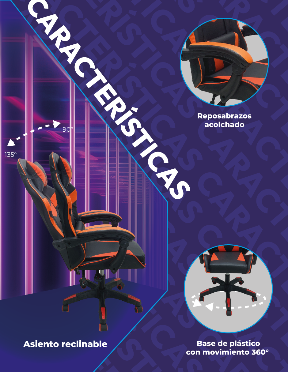 Foto 6 pulgar | Silla Gamer Titanio Ergonómica Sin Reposapiés Raven Rojo