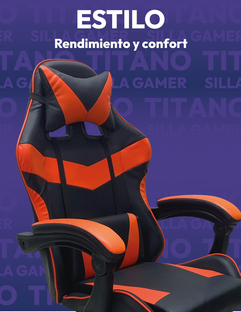 Foto 8 pulgar | Silla Gamer Titanio Ergonómica Sin Reposapiés Raven Rojo