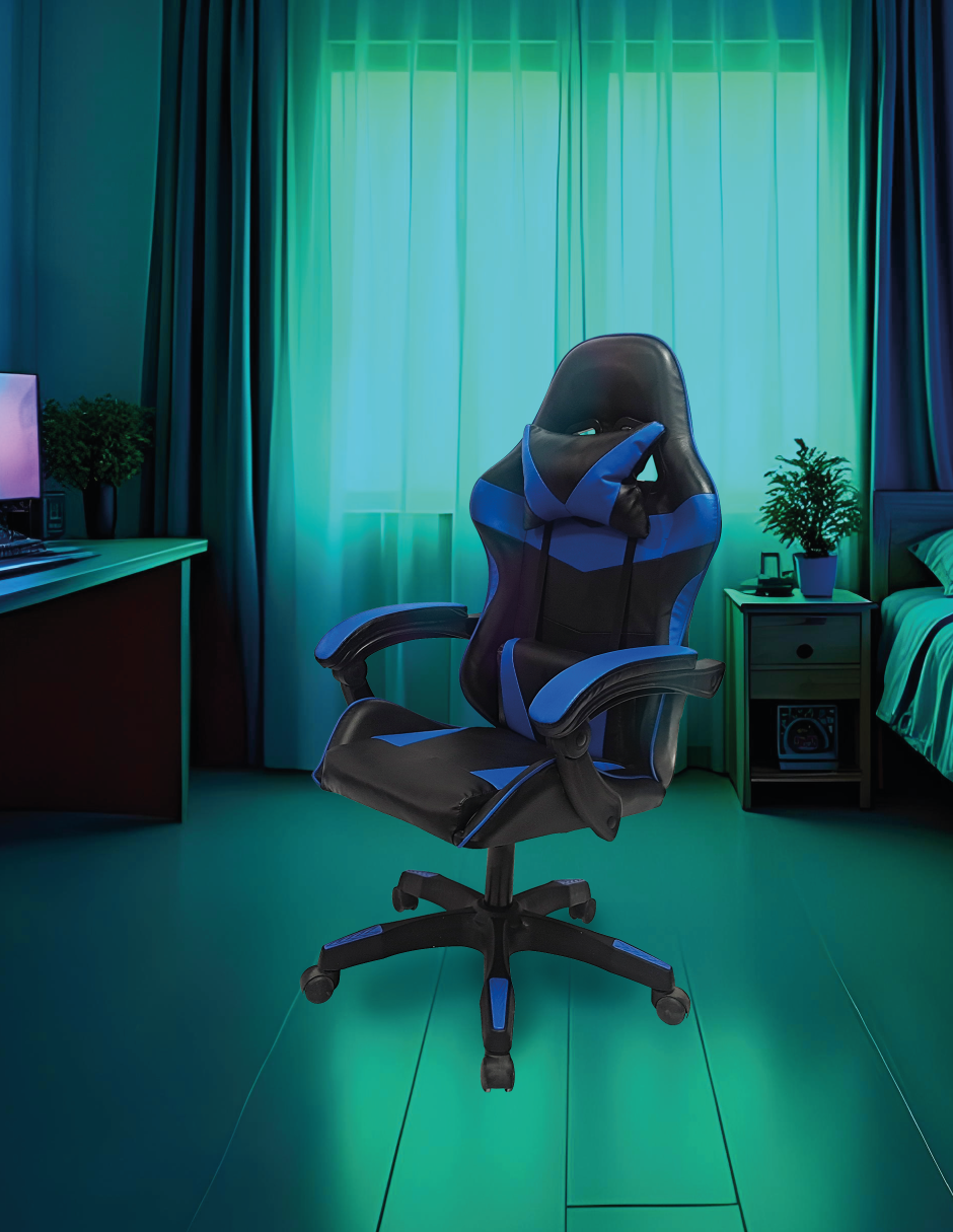 Foto 3 pulgar | Silla Gamer Titanio Ergonómica Sin Reposapiés Raven Azul