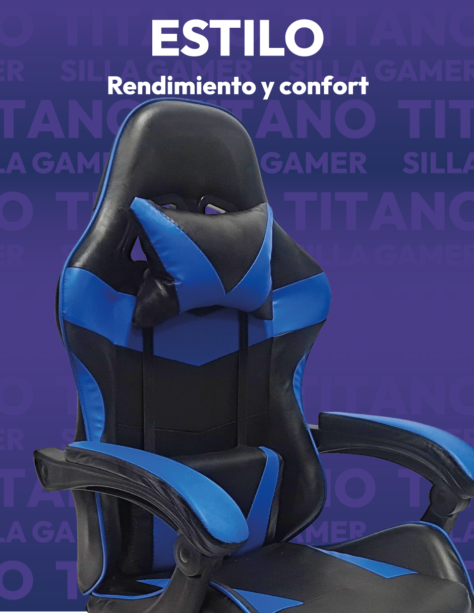 Foto 8 pulgar | Silla Gamer Titanio Ergonómica Sin Reposapiés Raven Azul
