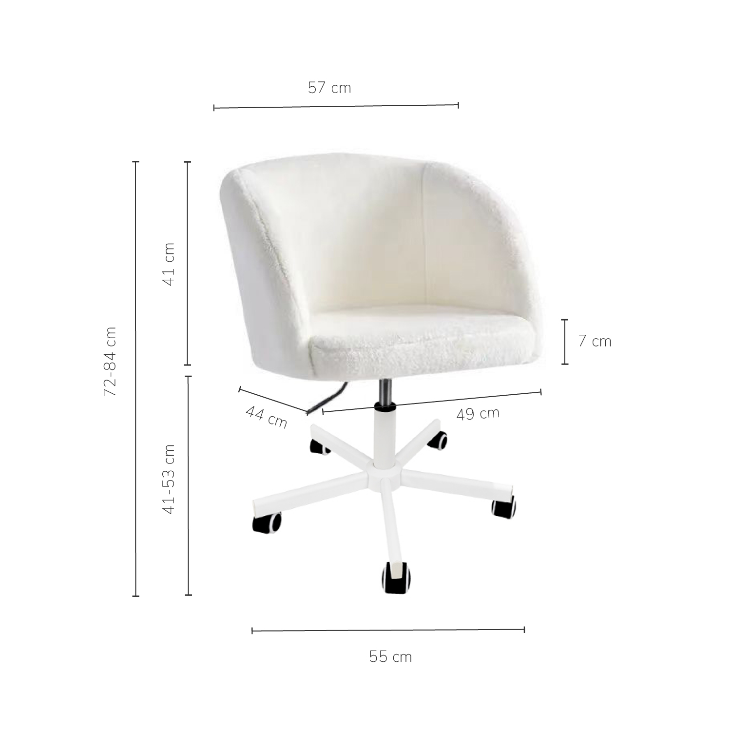 Foto 4 pulgar | Silla De Oficina Tipo Sherpa Top Living Jazmín Color Blanca