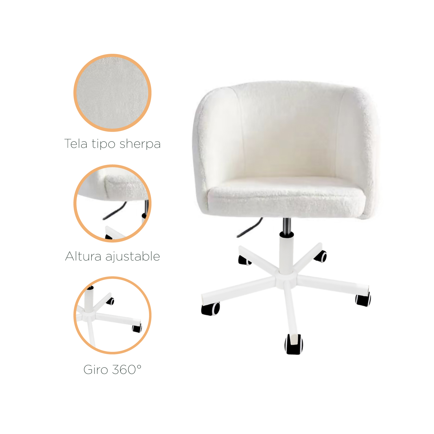 Foto 7 | Silla De Oficina Tipo Sherpa Top Living Jazmín Color Blanca