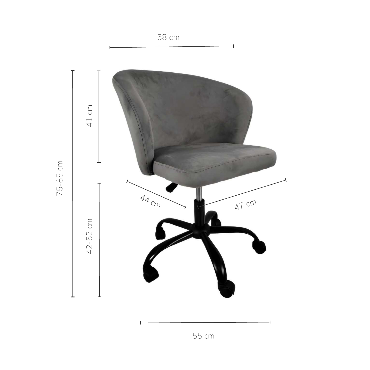 Foto 4 pulgar | Silla De Oficina Top Living Pinoquio De Terciopelo Gris Oscuro